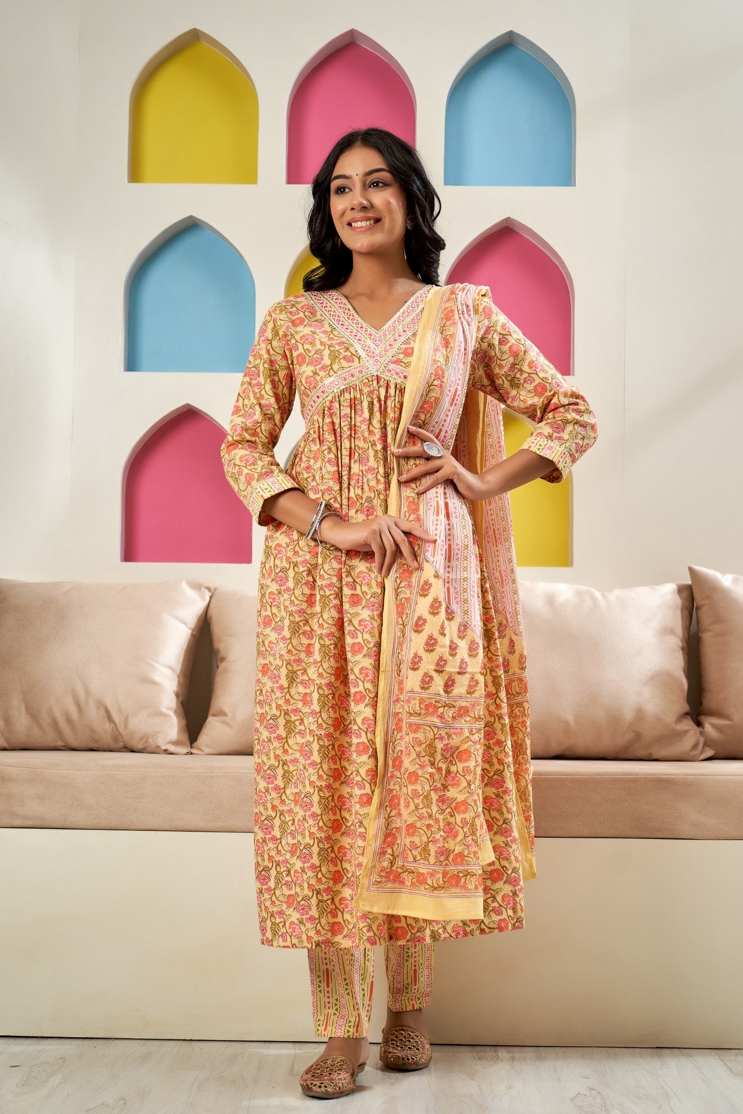 Floral Printed Pure Cotton Suit Set