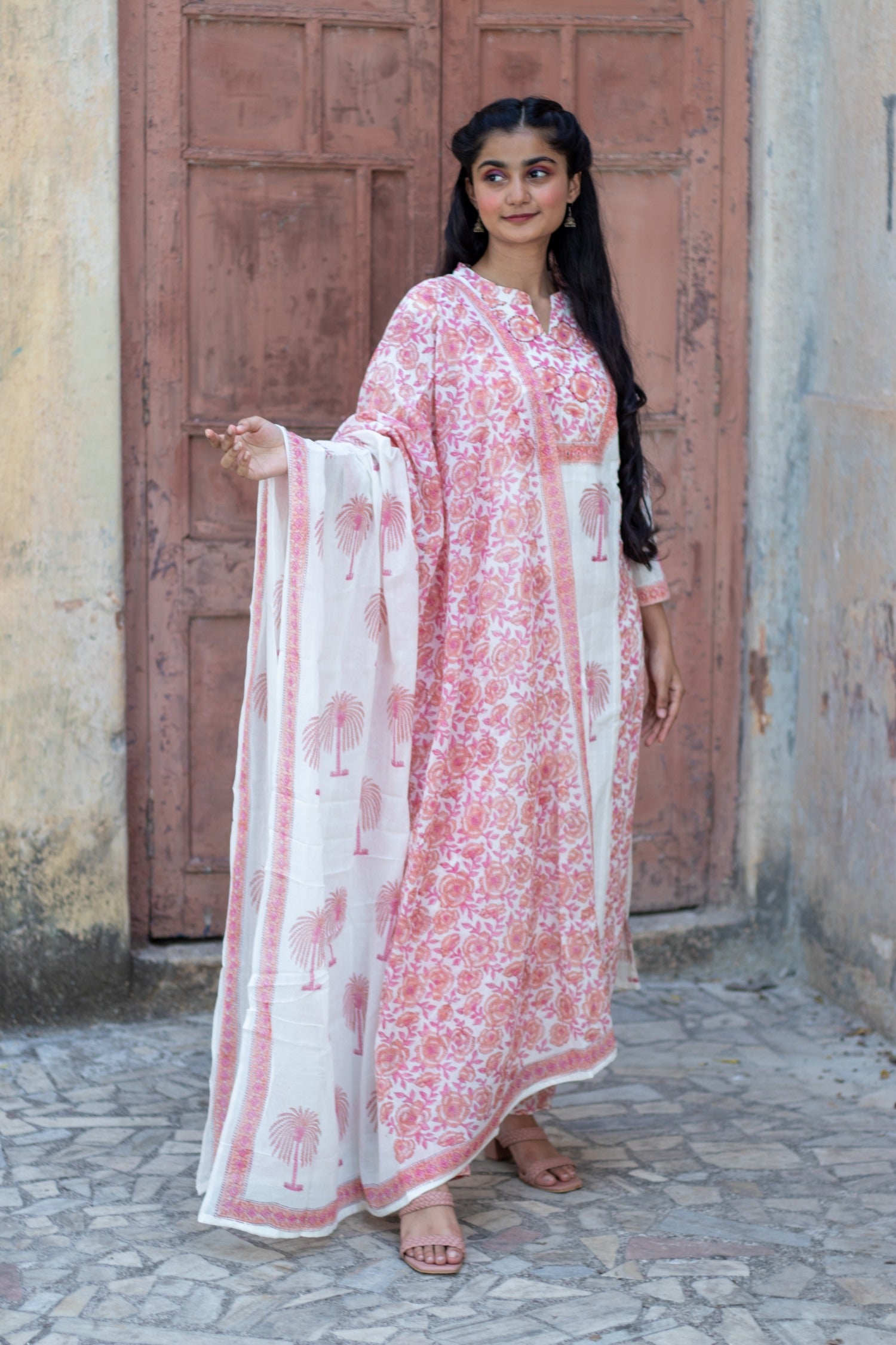 Embroidered Cotton Suit with Dupatta