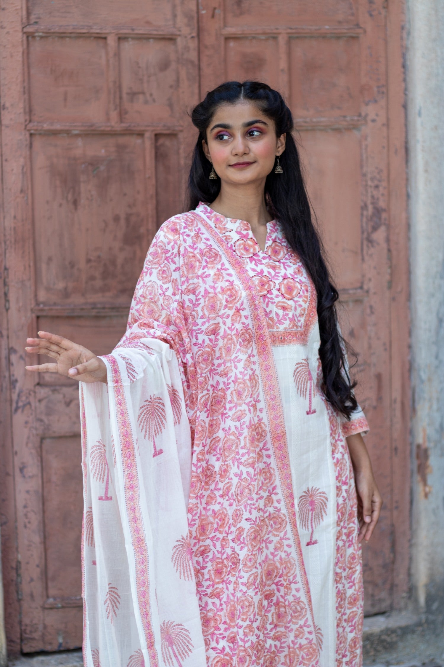 Embroidered Cotton Suit with Dupatta