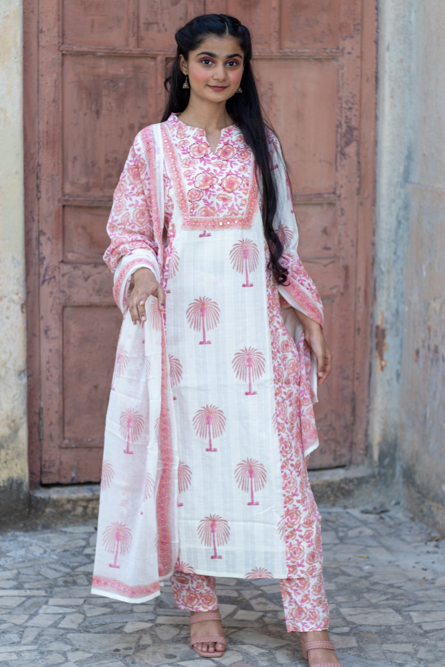 Embroidered Cotton Suit with Dupatta