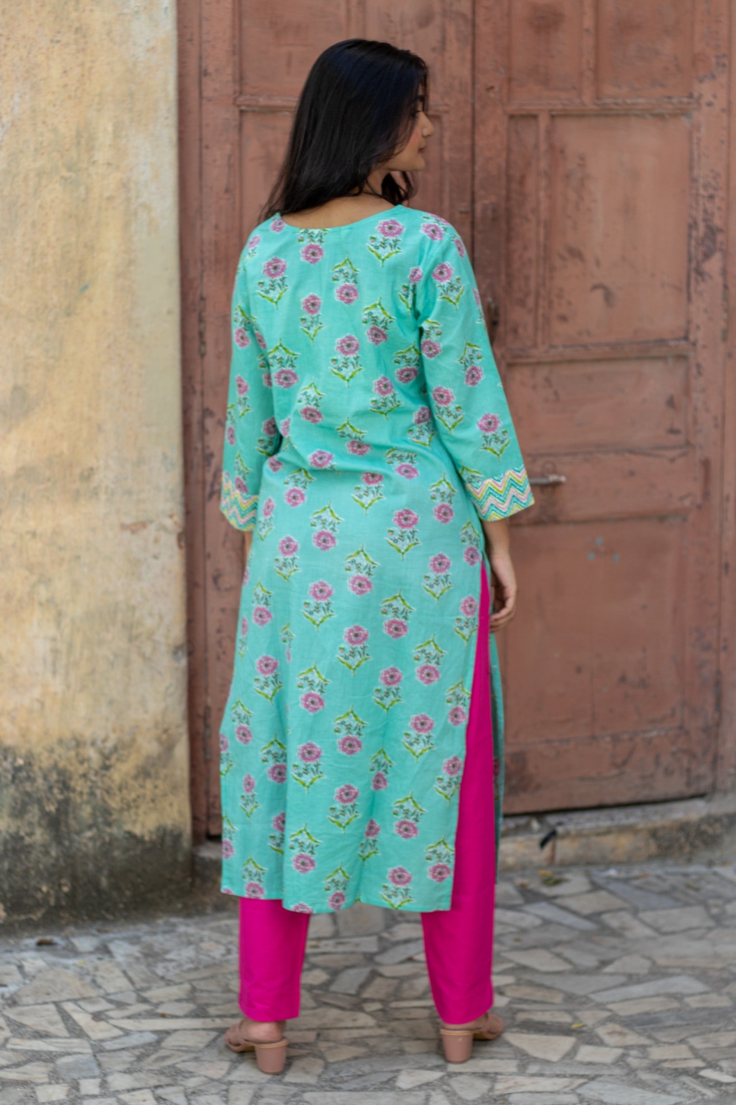 Green Ethnic Motif Printed Cotton Kurta