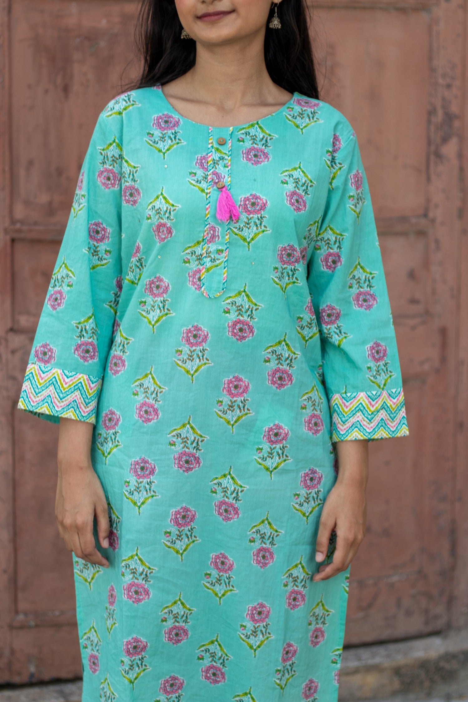 Green Ethnic Motif Printed Cotton Kurta