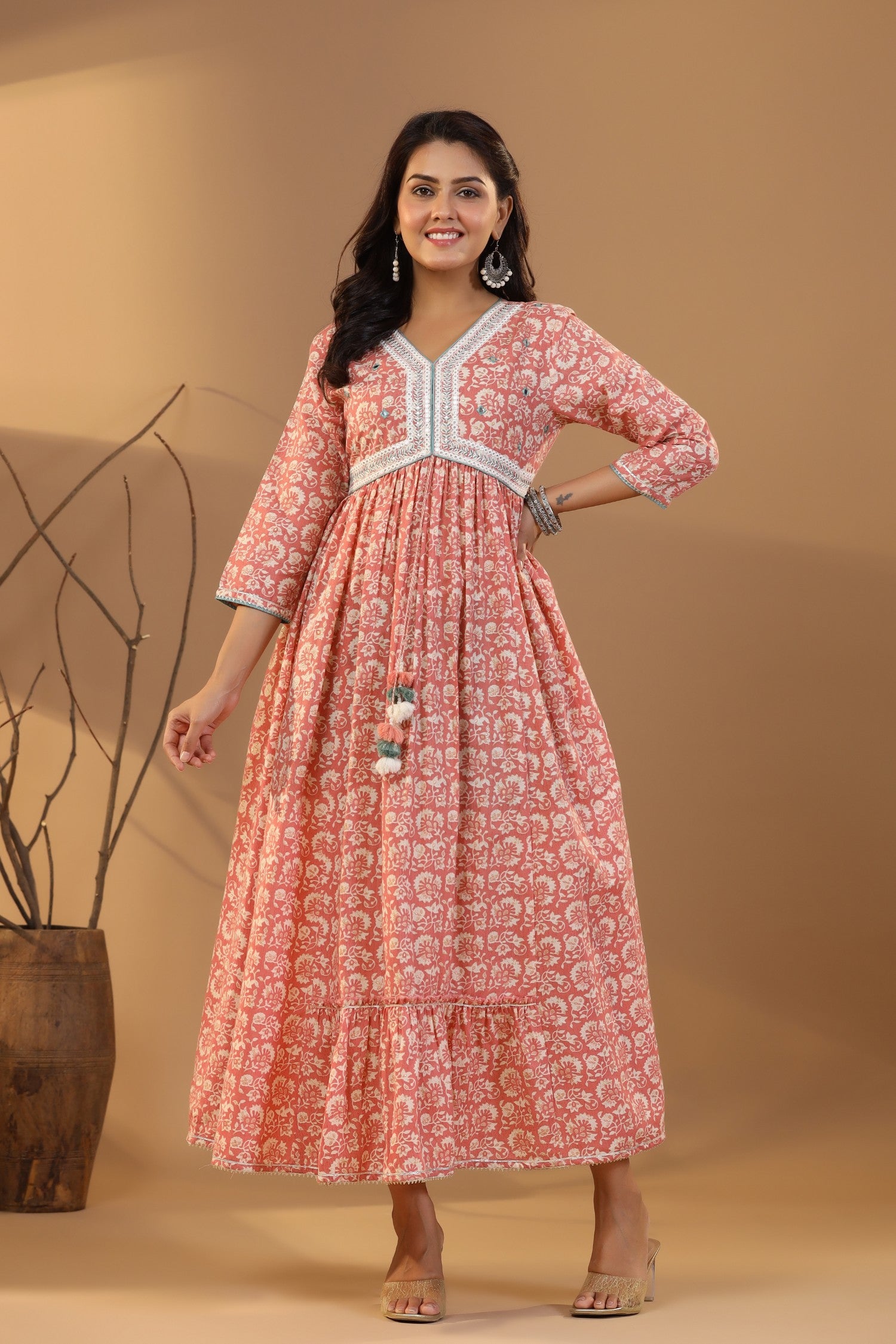 Floral Printed Pure Cotton Anarkali Kurta