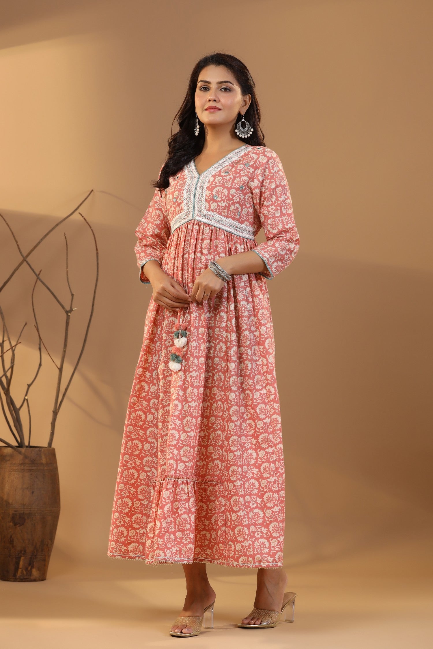 Floral Printed Pure Cotton Anarkali Kurta