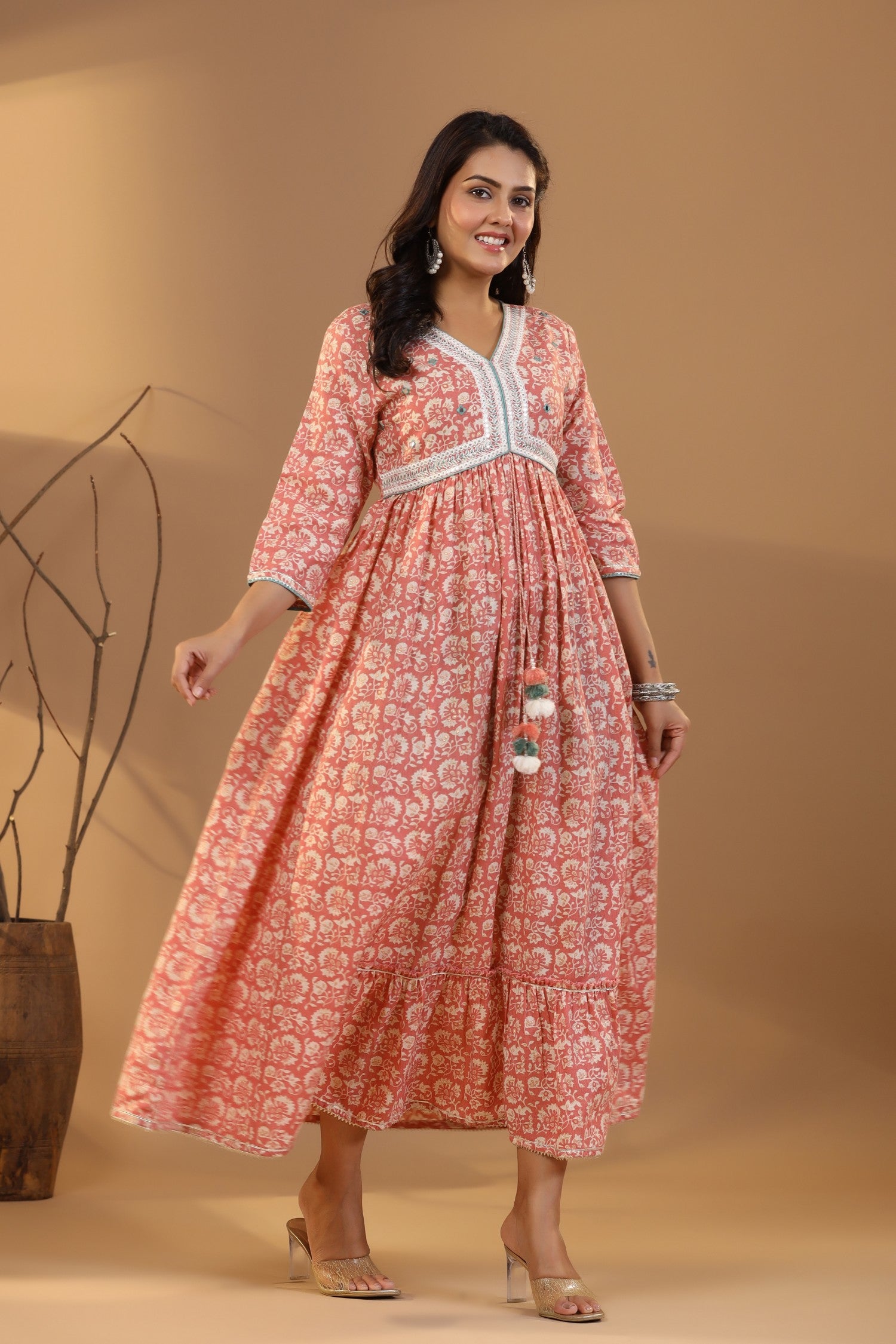 Floral Printed Pure Cotton Anarkali Kurta